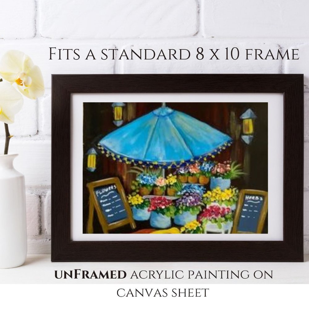 Hand Painted , Flower Shop, Acrylic Painting Wall Art, Floral Wall Décor